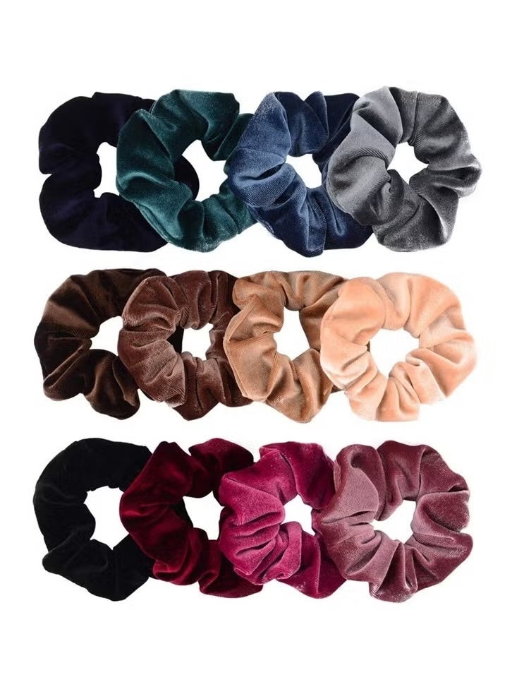 Star Beja  12 Pcs Velvet Hair Scrunchies for Women & Girls | Soft Elastic Hair Bands and Scrunchy Bobbles | 12 Colorful Hair Ties for Thick and Thin Hair - Image 1